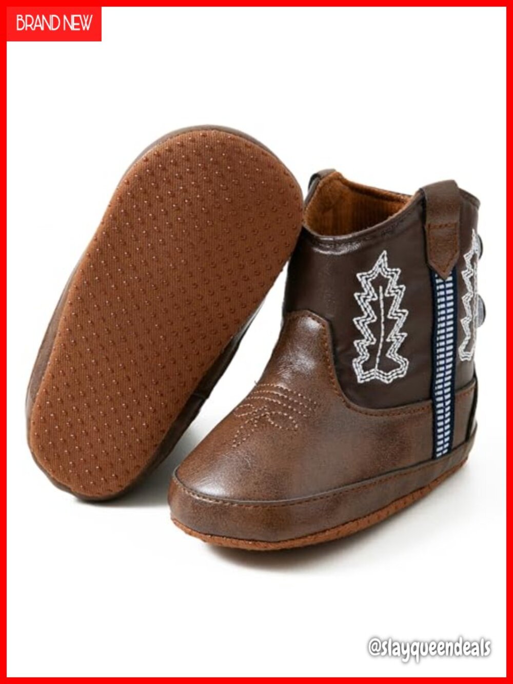 Leather Western Boots Ankle Bootie Soft Sole Non-Slip Crib Shoes